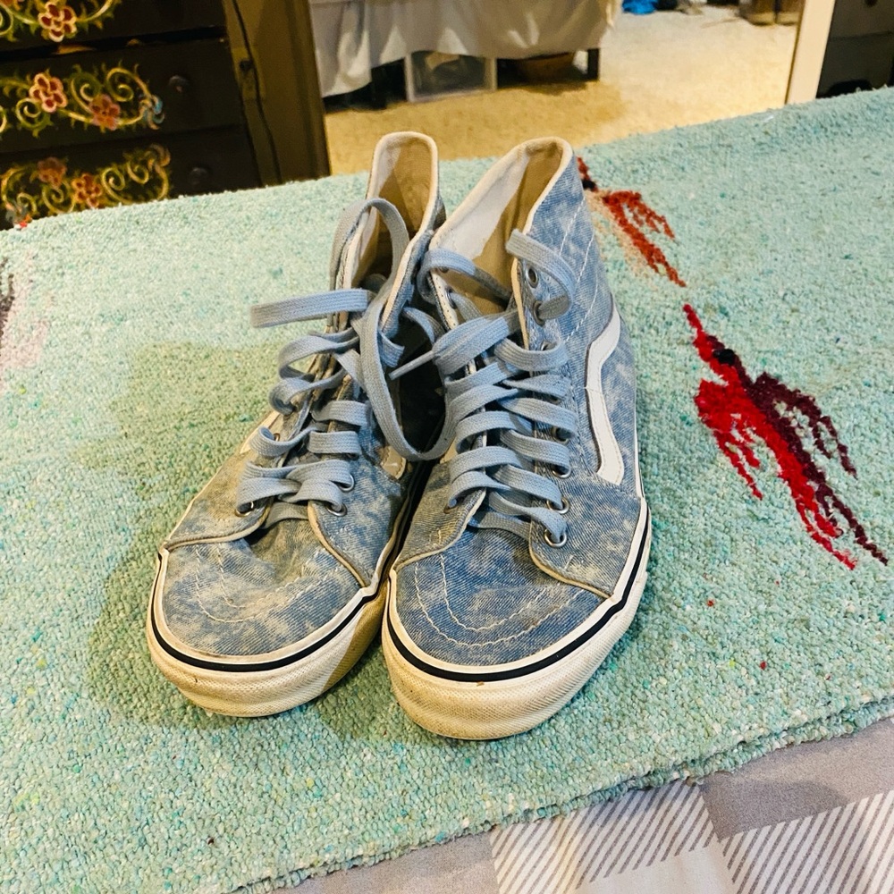 Vans High-Top Sneakers - Light Blue and White